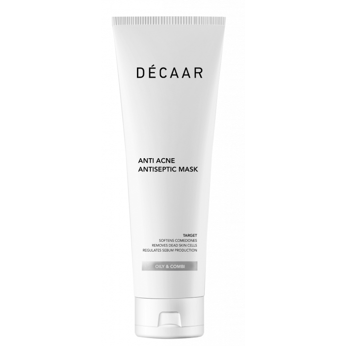 Décaar anti acné antiseptic mask Kalmeert de huid en vermindert roodheid. Verfijnt de poriën. Ontstekingen zoals mee-eters en puistjes worden voorkomen.