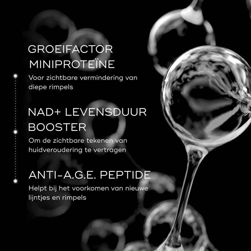 Vermindert zichtbaar diepe rimpels, vertraagt huidveroudering en helpt nieuwe lijntjes en rimpels te voorkomen.