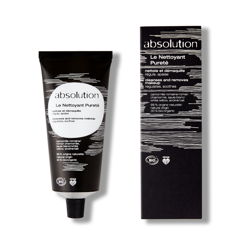 Absolution Le Nettoyant Purete is een biologische schuimende reiniging voor ogen en gezicht die niet de-hydradeert.