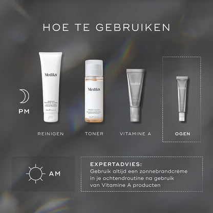 Wanneer je bruik je de Retinal oogcrème? Natuurlijk in de nacht nadat je de Crystal Retinal 6 voor de nacht op je gezicht hebt aangebracht