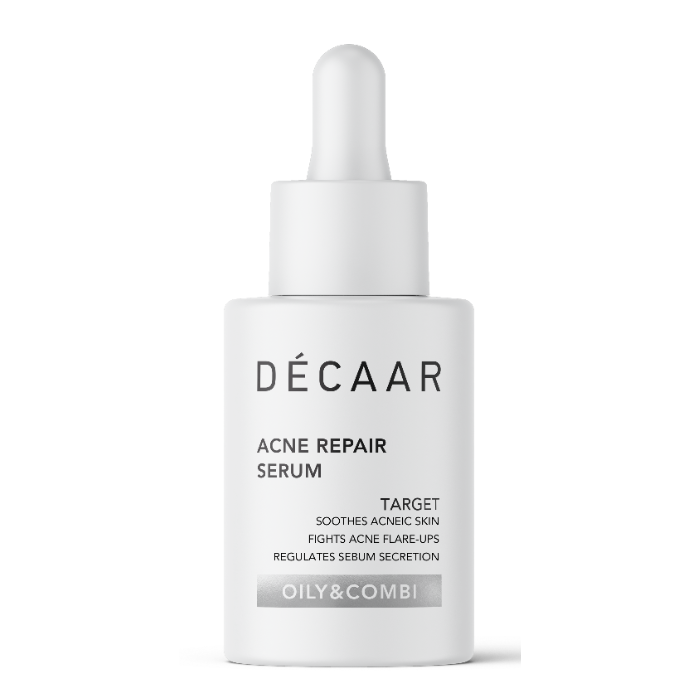 Décaar acné repair Serum oily &combi target verzorgt en verzacht de acné huid, kalmeert en reguleert talg afscheiding