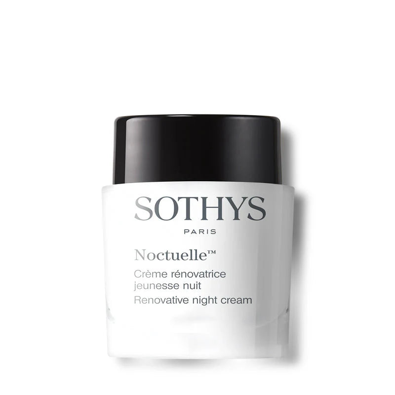 Nacht na nacht vernieuwt deze verkwikkende, heerlijk geurende Sothys nachtcrème de Noctuelle Creme Renovatrice Jeunesse Nuit zichtbaar de jeugdigheid van uw huid. 