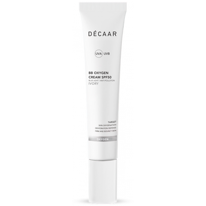 Décaar BB Oxygen Cream Ivory SPF50 50 ml. Geschikt voor de zeer lichte tot lichte huid. Zeer goede bescherming tegen UV-licht. Camoufleert pigmentvlekjes en onzuiverheden. Zorgt voor een natuurlijke look.