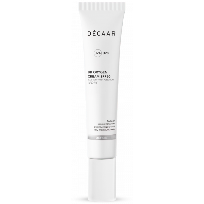 Décaar BB Oxygen Cream Ivory SPF50 50 ml. Geschikt voor de zeer lichte tot lichte huid. Zeer goede bescherming tegen UV-licht. Camoufleert pigmentvlekjes en onzuiverheden. Zorgt voor een natuurlijke look.