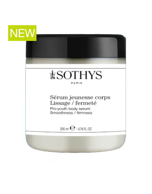 Sothys Serum Jeunesse Corps Lissage Fermeté maakt de huid  gladder, steviger en de huiddichteid wordt verbeterd. Het silhouet ziet er jonger uit, alsof het gelift is. Ideaal serum voor een zichtbaar opgevulde gelifte huid. 