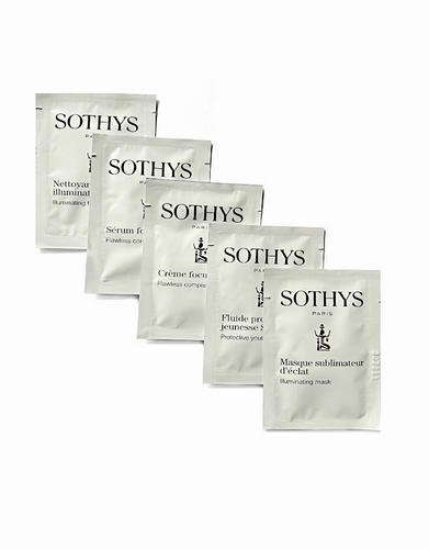Sothys Proefpakket Pigmentation voor de huid met pigmentatie, uit de PIGMENTATION gezichtsverzorgingslijn met 5 samples.